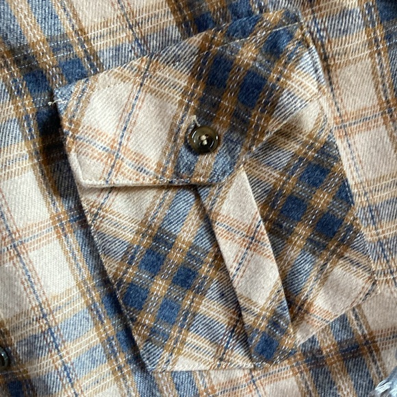 P.S. Love tan blue plaid hooded shacket size M L new without tags - Picture 3 of 4